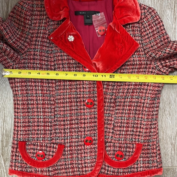 MARC JACOBS TWEED AND VELVET 100% wool JACKET SZ L - Picture 13 of 16